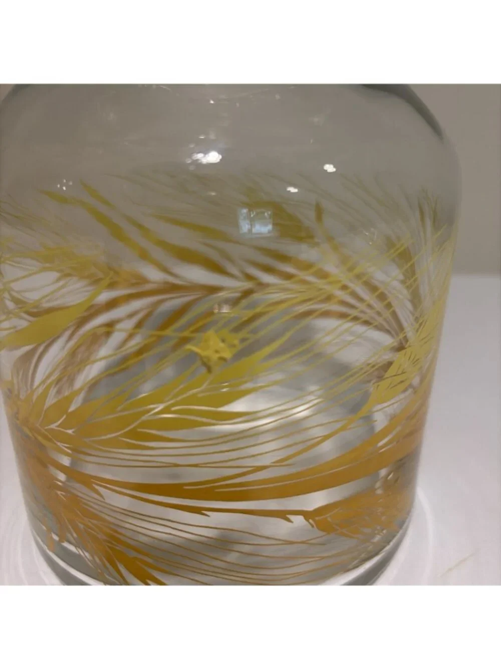 VTG Libbey Juice Pitcher Decanter Carafe Golden Wheat Pattern Clear Glass w/Lid